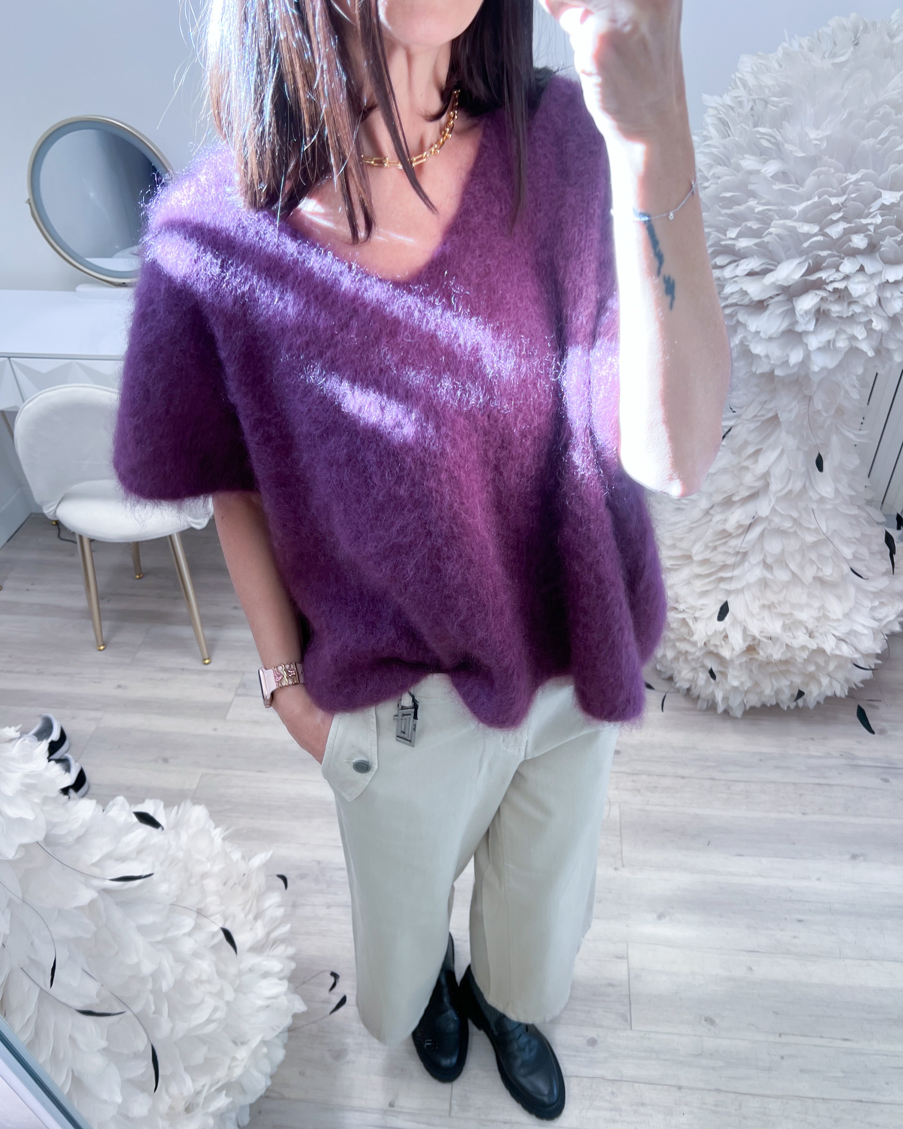 MAGLIA MOHAIR VINO