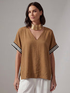BLUSA FLUIDA V NECK SAFARI CHIC