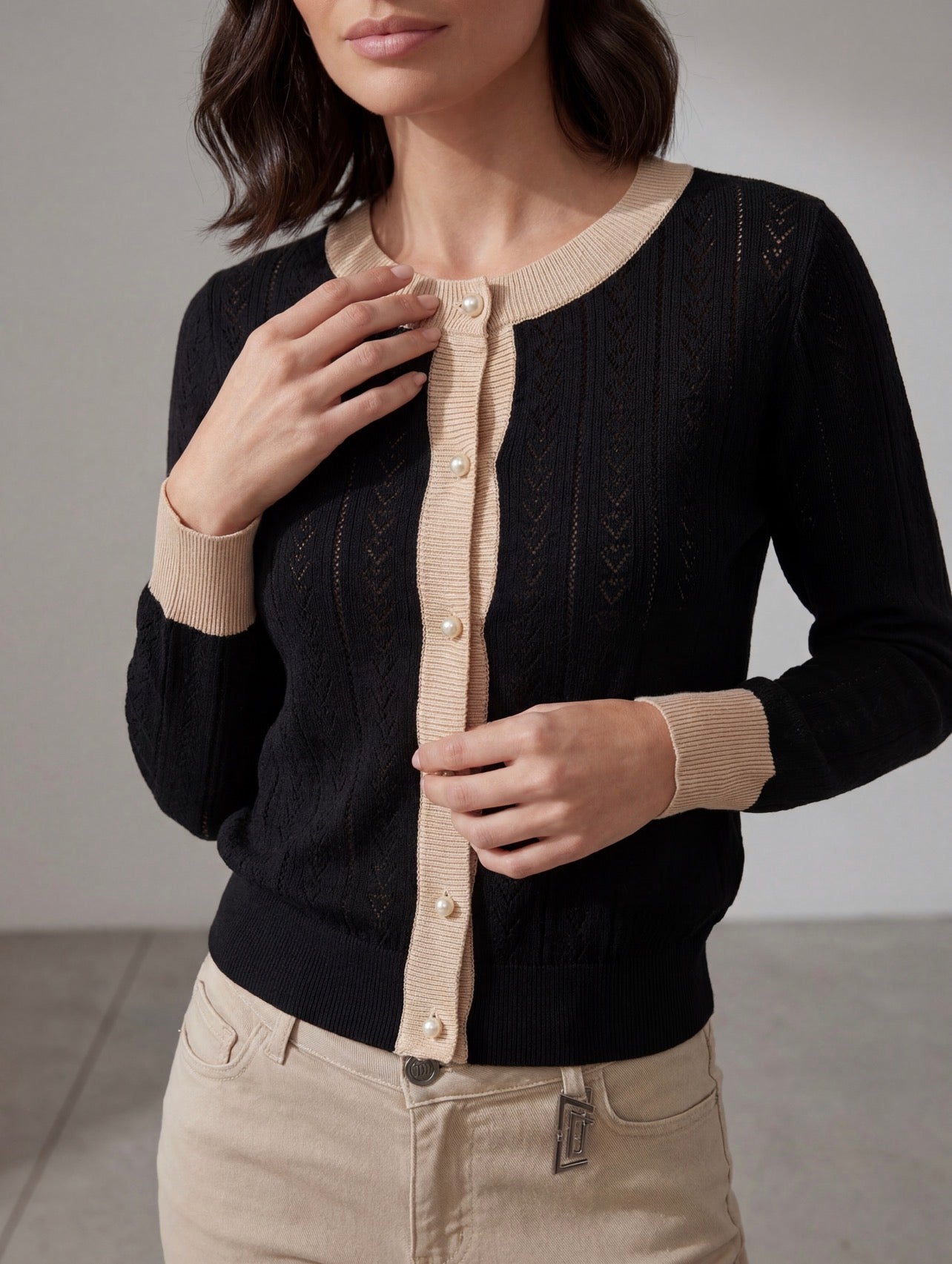 CARDIGAN KNIT BICOLOR