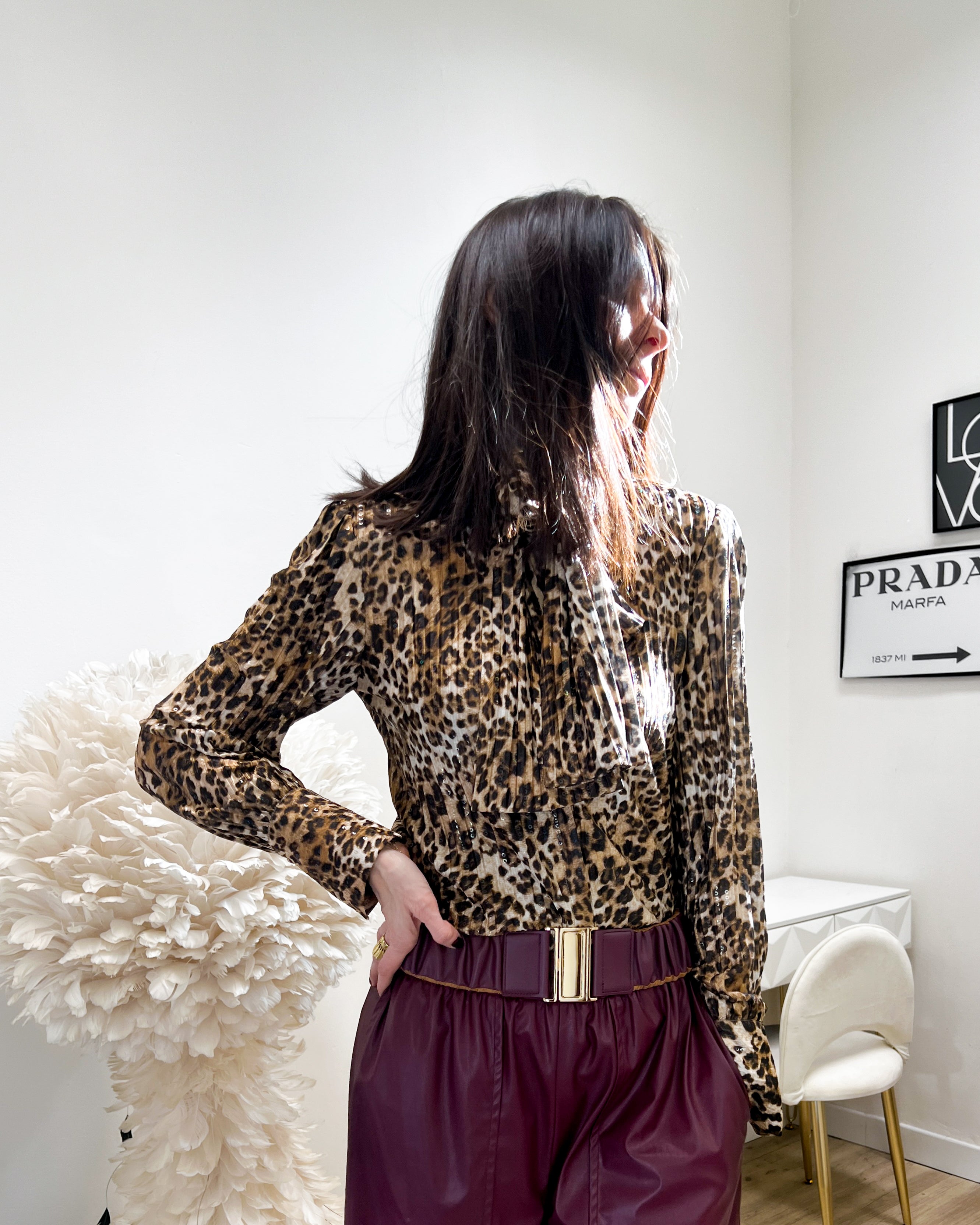 CAMICIA ANIMALIER CON FIOCCO