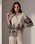 CAMICIA LACE BORDER NUDE & BLACK