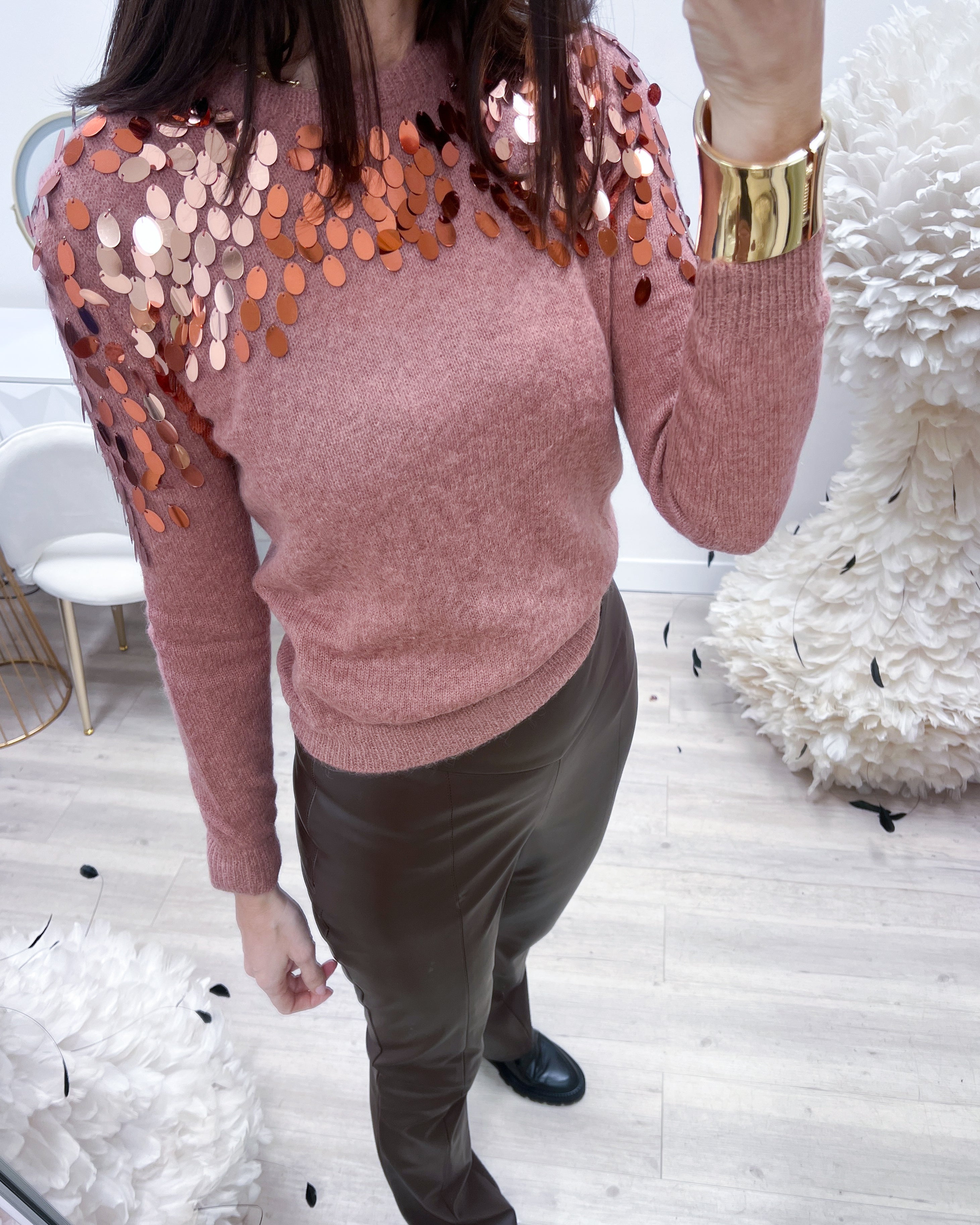 MAGLIONE PAILlETTES ROSA