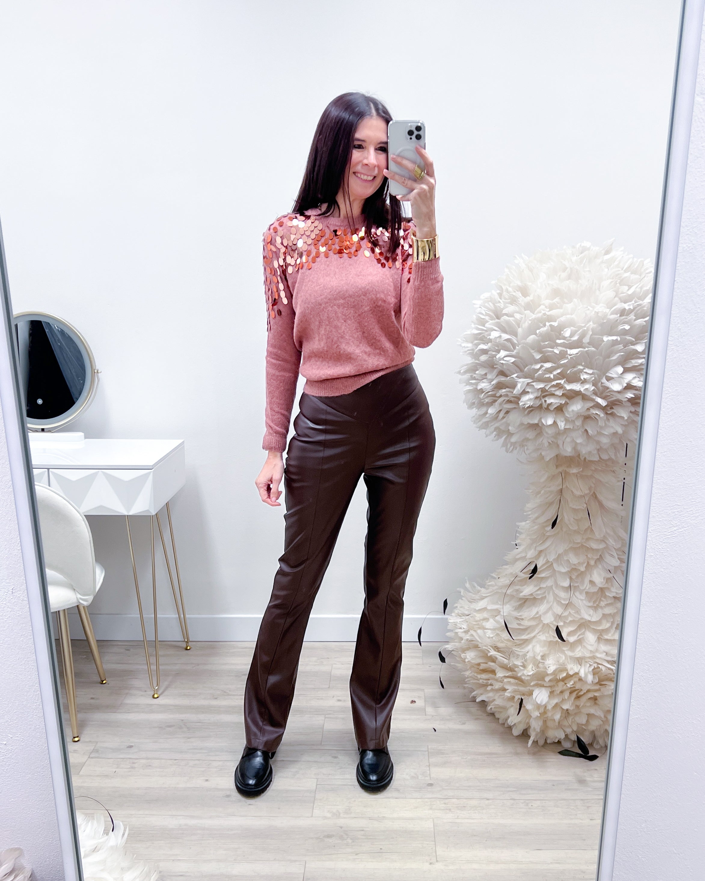 MAGLIONE PAILlETTES ROSA