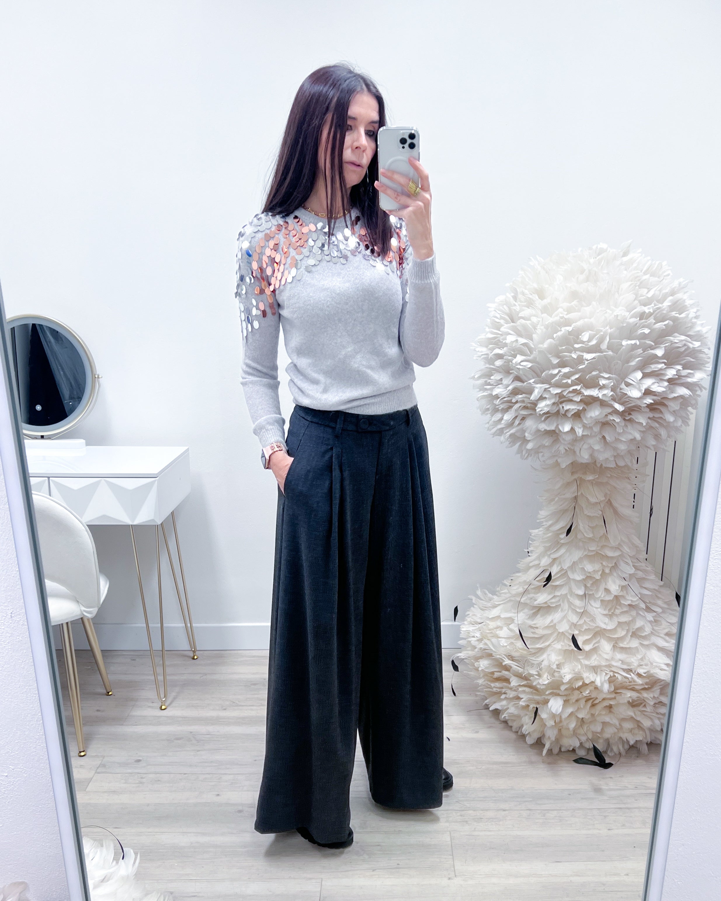 MAGLIONE PAILlETTES PERLA