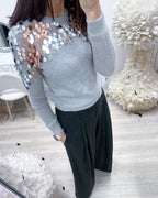 MAGLIONE PAILlETTES PERLA