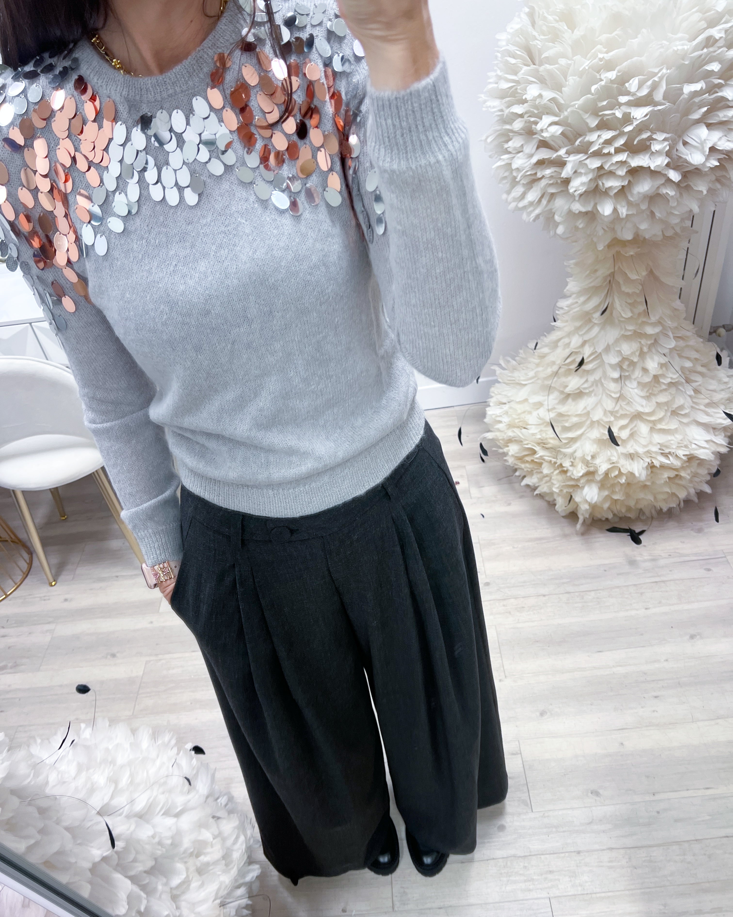 MAGLIONE PAILlETTES PERLA