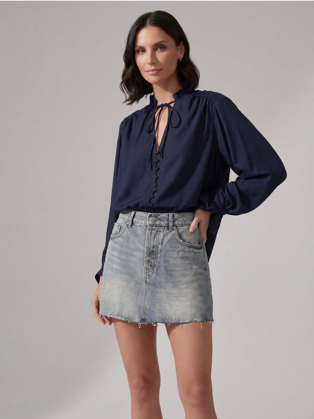 BLUSA CHIFFON ROMANTIC NAVY