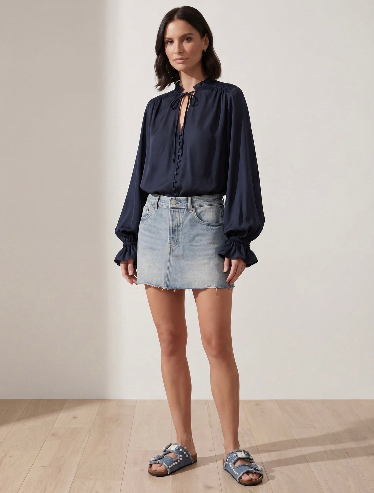 BLUSA CHIFFON ROMANTIC NAVY
