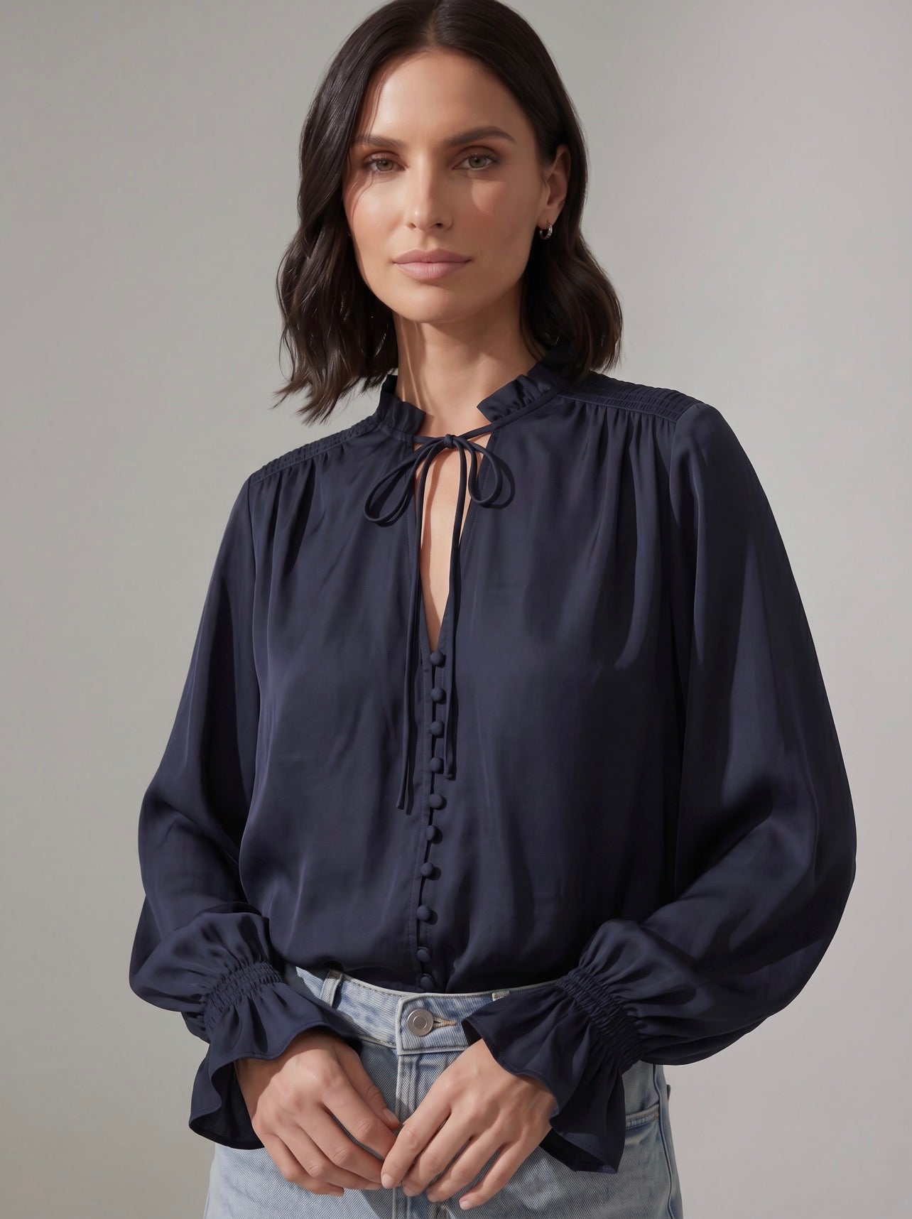 BLUSA CHIFFON ROMANTIC NAVY