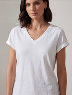 TSHIRT SCOLLO A V WHITE