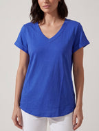 TSHIRT SCOLLO A V BLU ROYAL