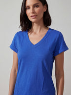 TSHIRT SCOLLO A V BLU ROYAL