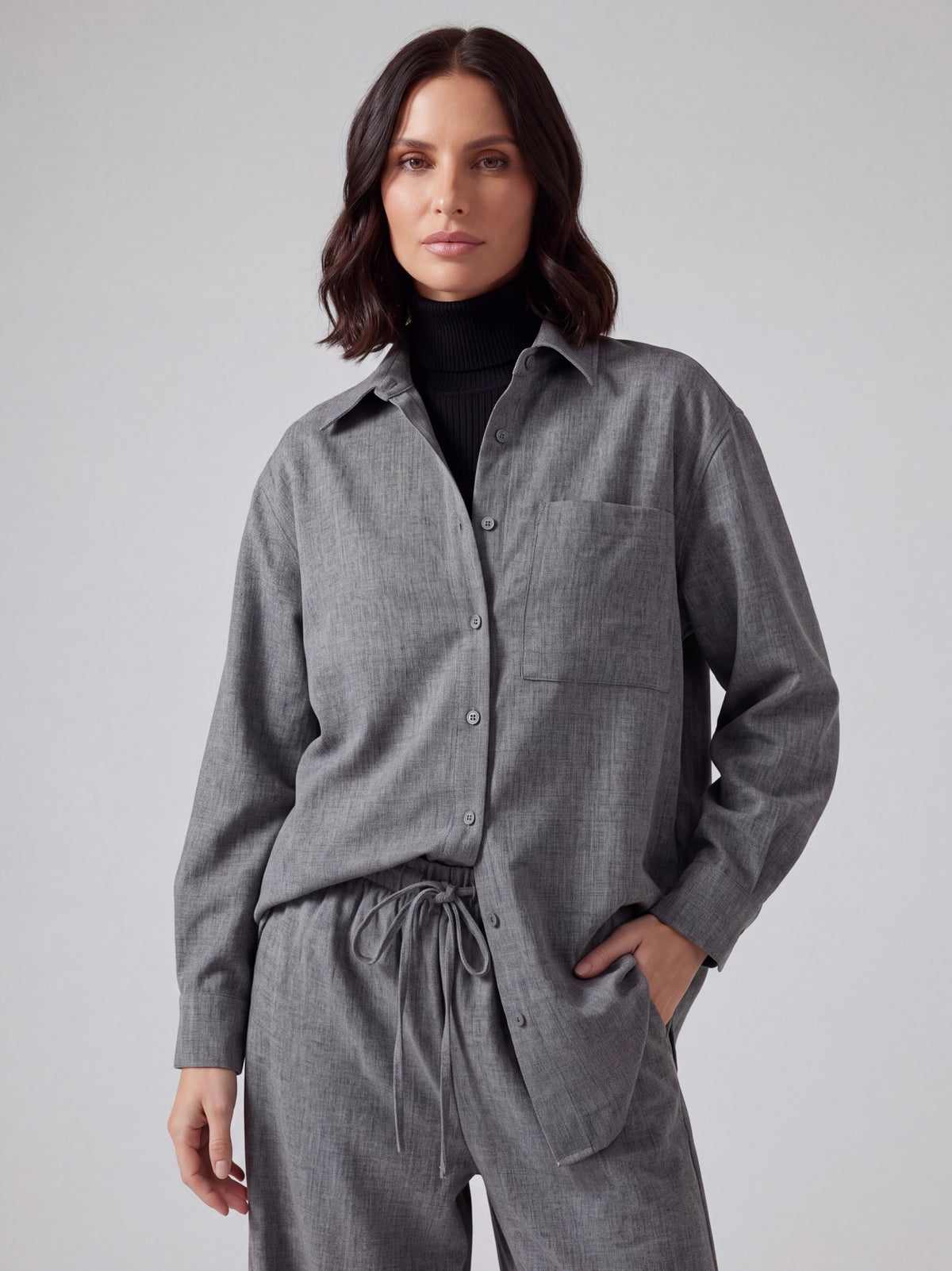 PANTALONI PALAZZO GRIGI CON COULISSE