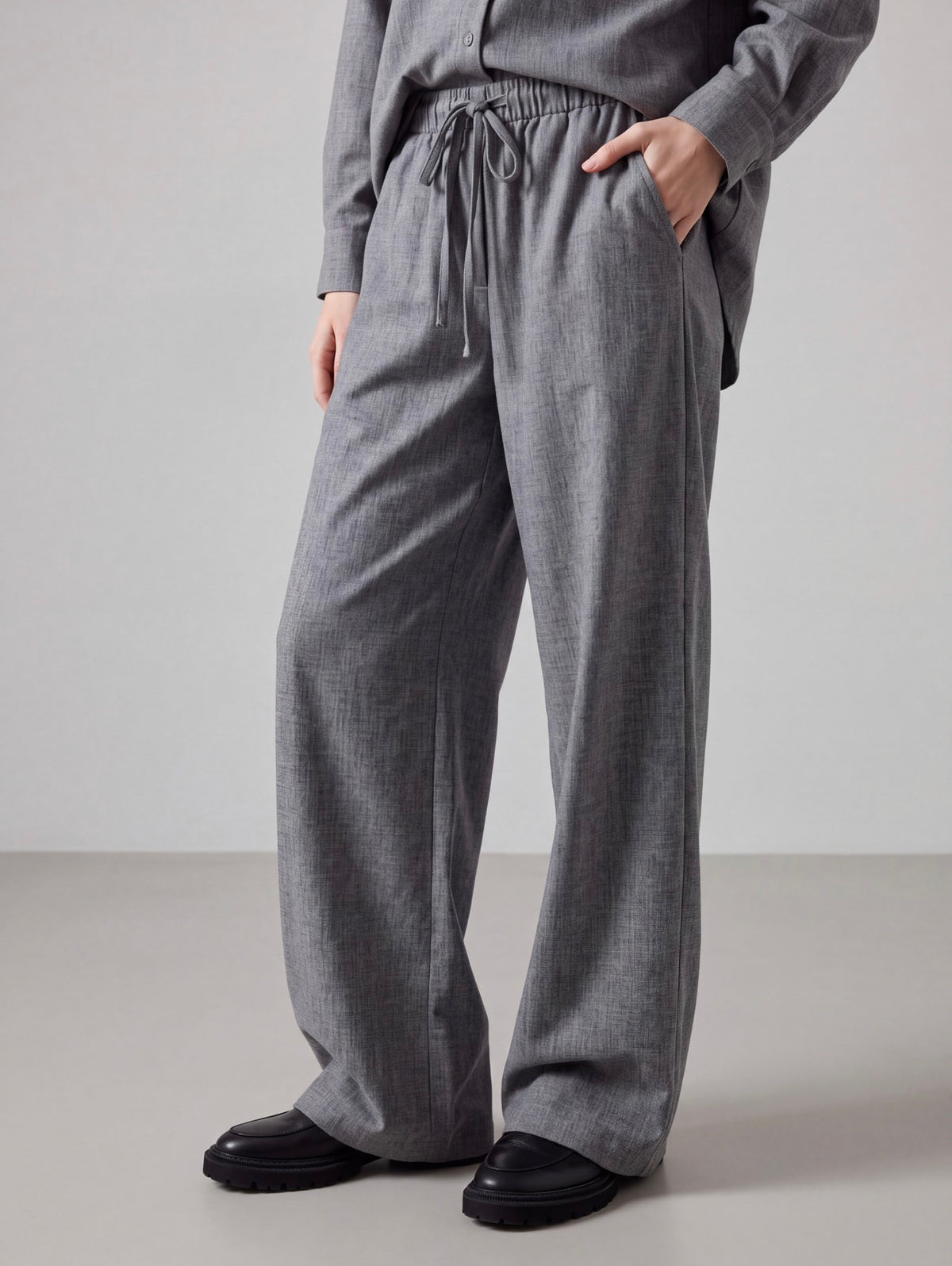 PANTALONI PALAZZO GRIGI CON COULISSE