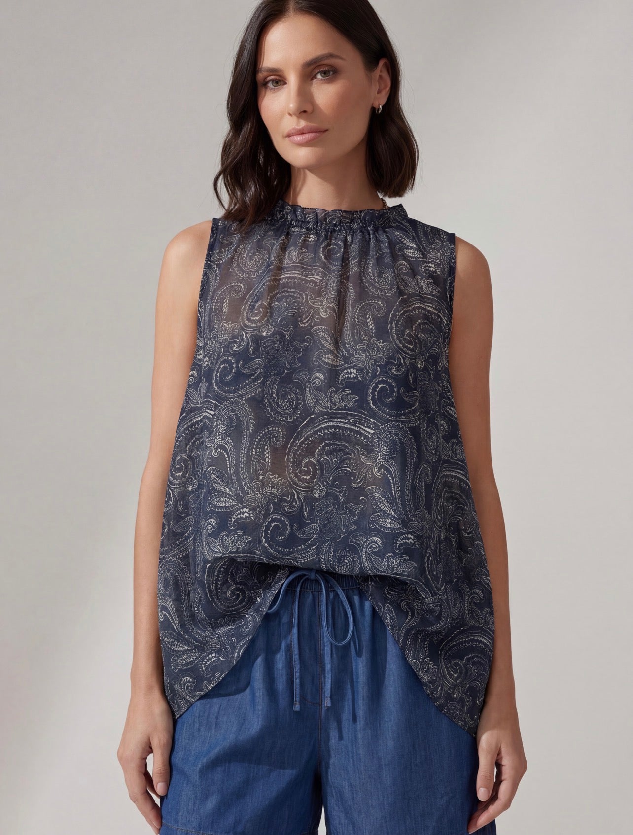 TOP SMANICATO GEORGETTE