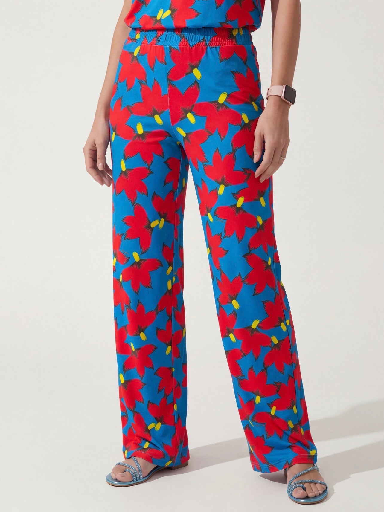 PANTALONI RED FLOWERS