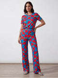 PANTALONI RED FLOWERS