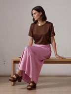 GONNA LUNGA SATIN PINK