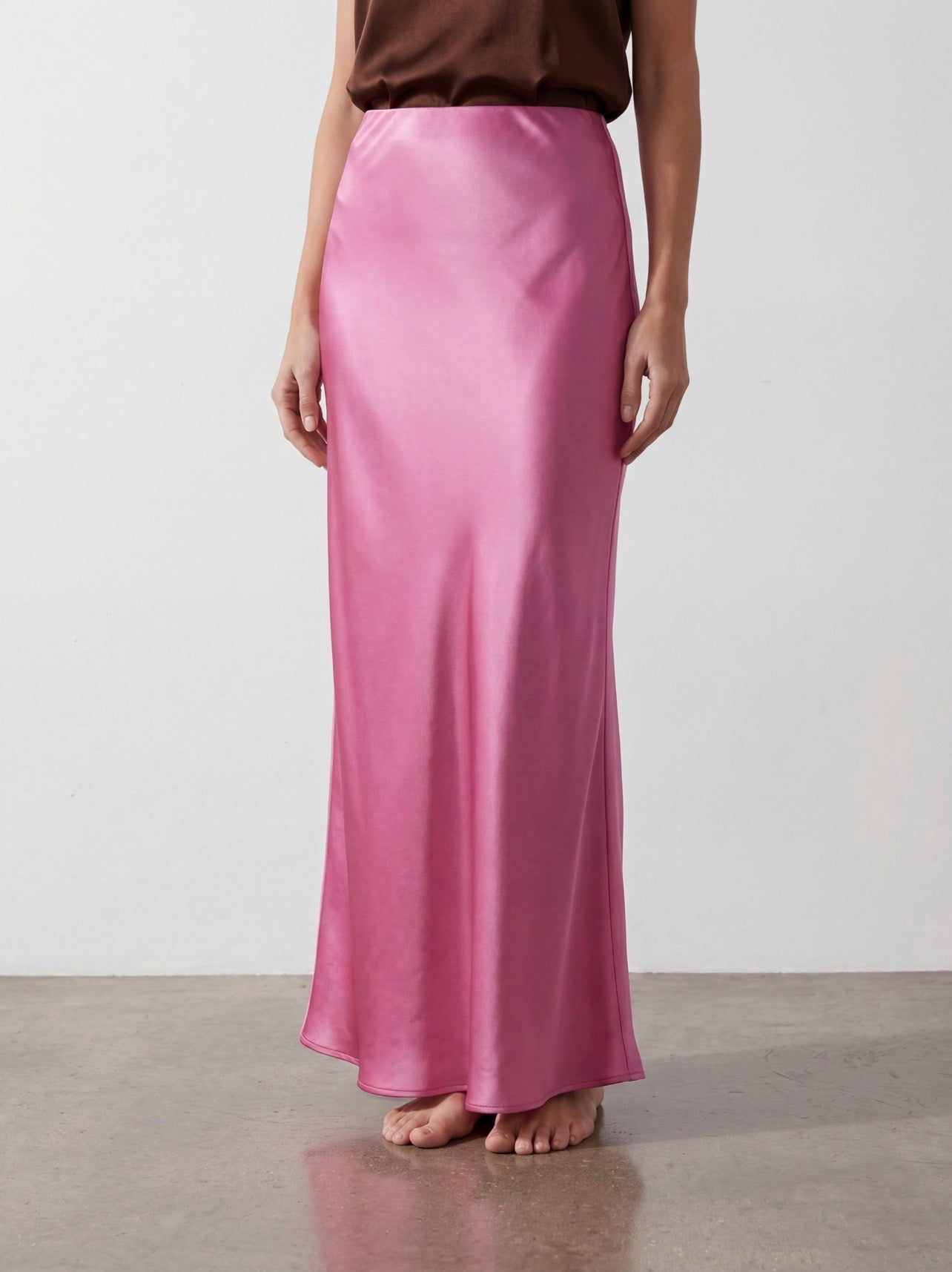 GONNA LUNGA SATIN PINK
