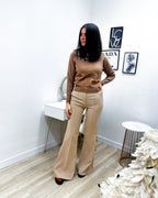 PANTALONI A ZAMPA BEIGE