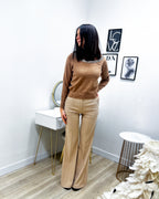 PANTALONI A ZAMPA BEIGE