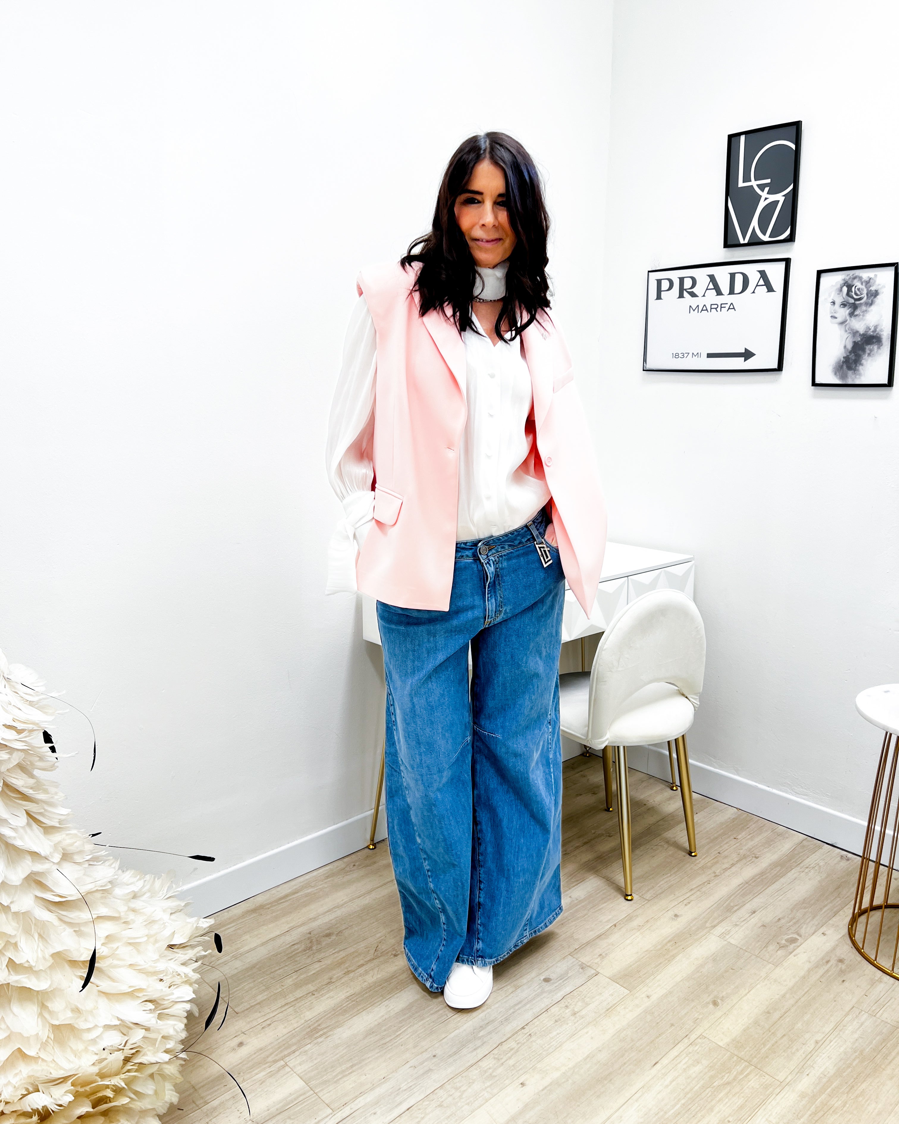 GILET OVER ROSA