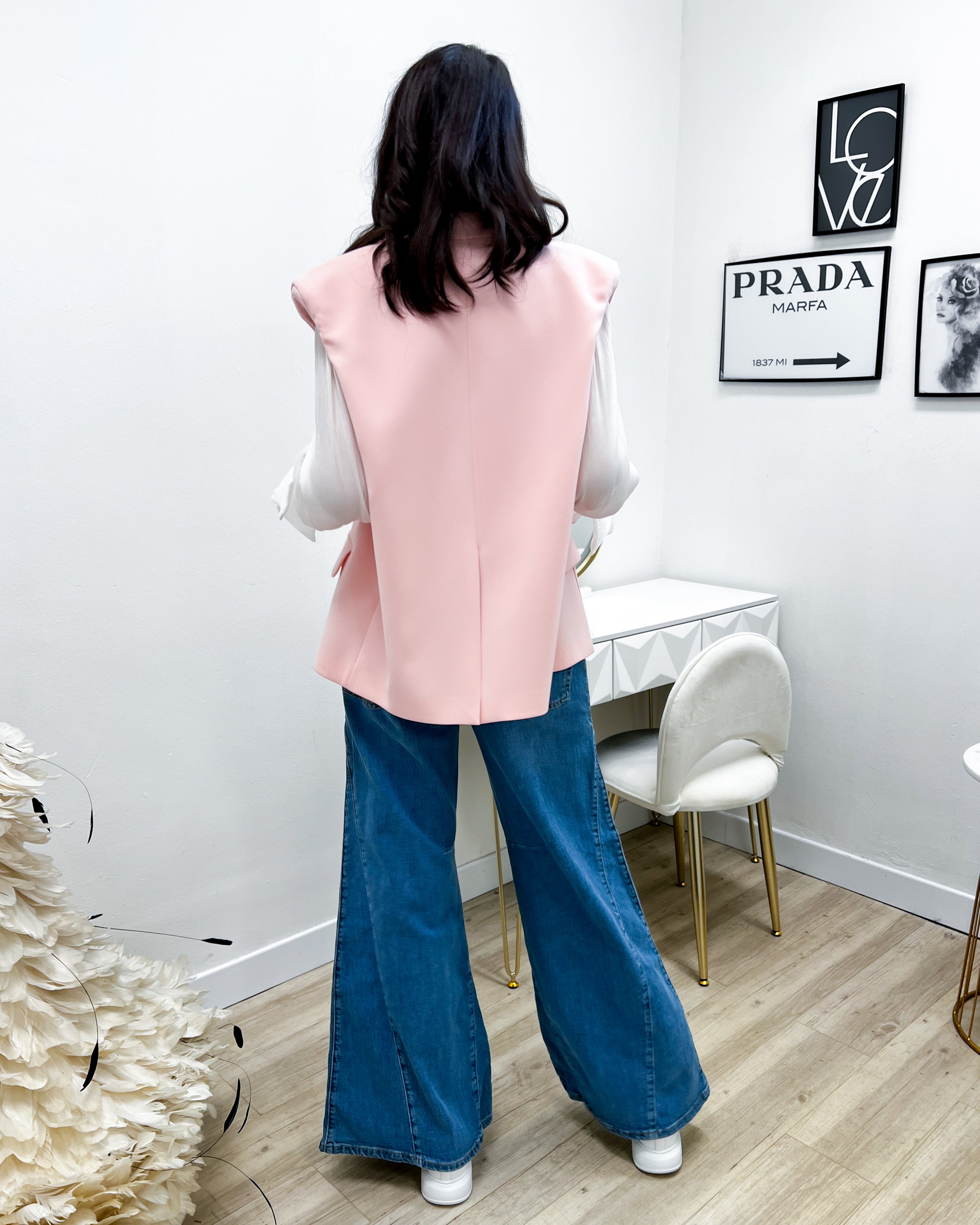 GILET OVER ROSA