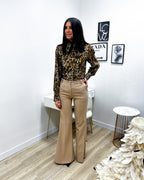 PANTALONI A ZAMPA BEIGE