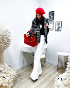 PANTALONI A ZAMPA BIANCHI