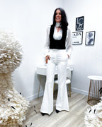 PANTALONI A ZAMPA BIANCHI