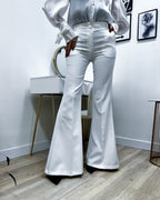 PANTALONI A ZAMPA BIANCHI