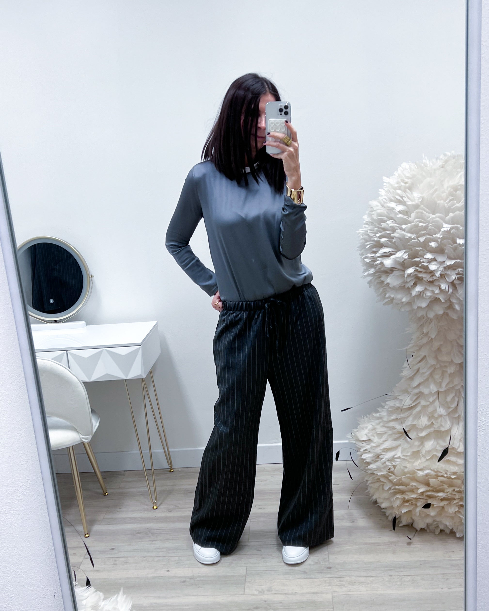PANTALONI GESSATI CON COULISSE