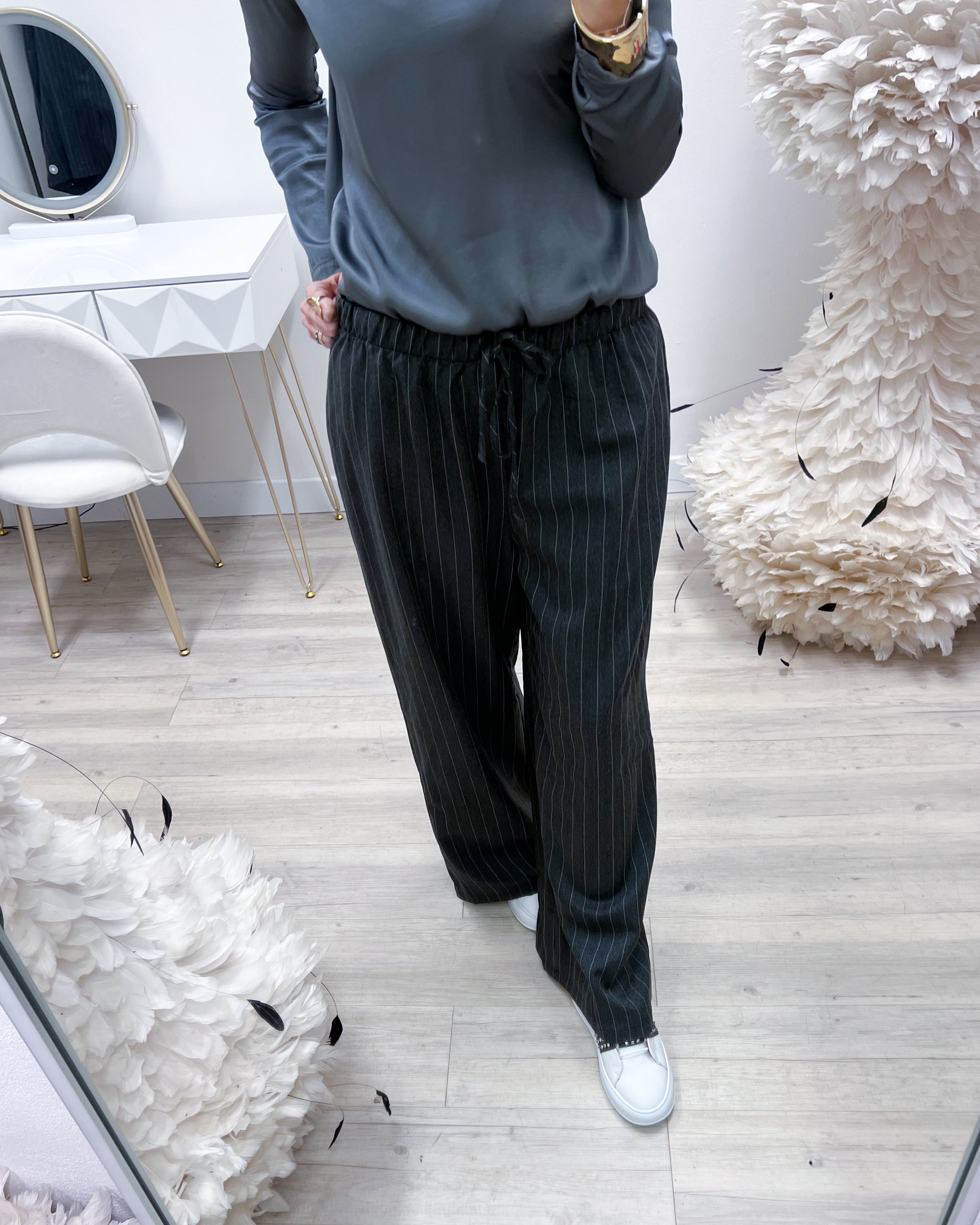 PANTALONI GESSATI CON COULISSE