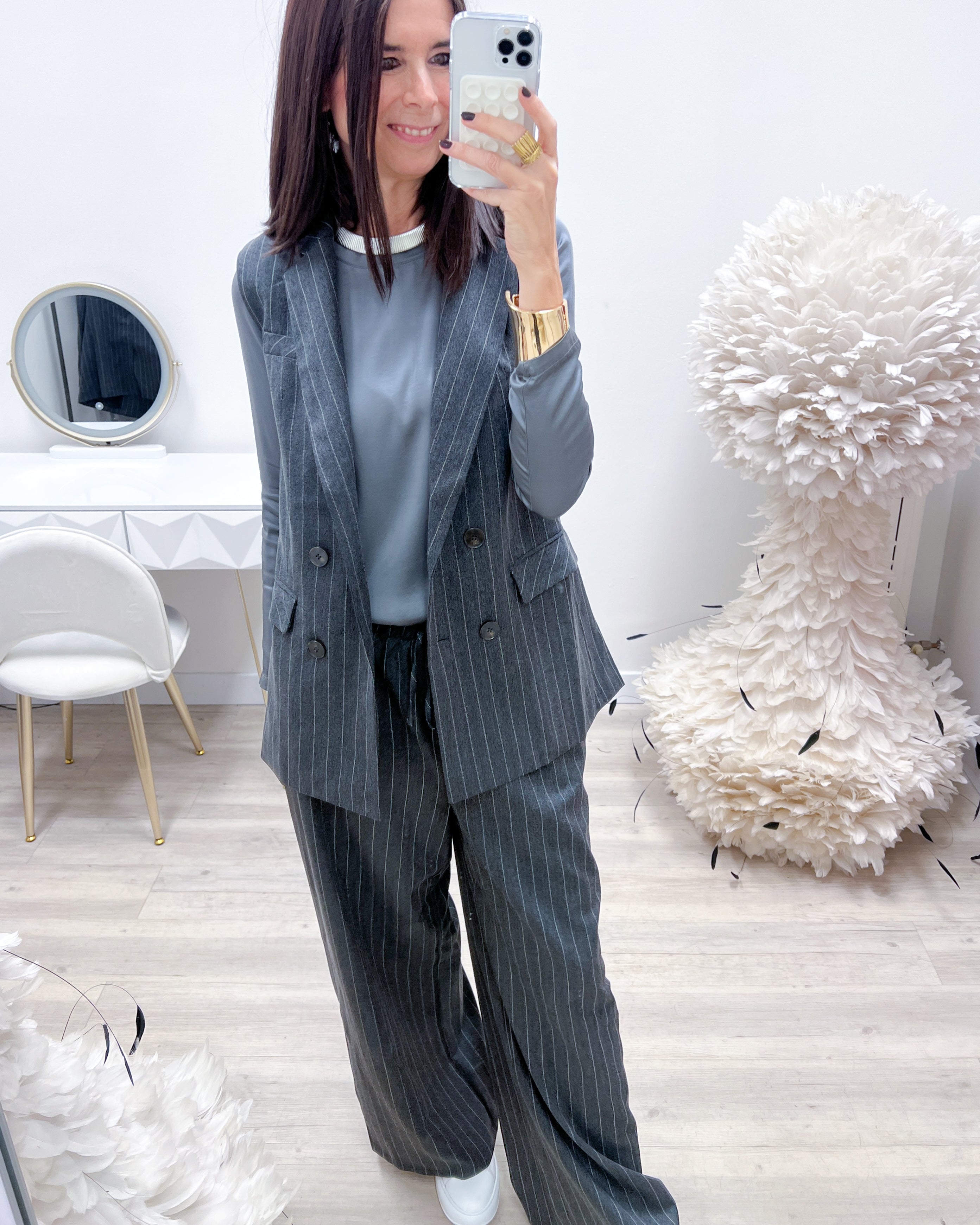 PANTALONI GESSATI CON COULISSE