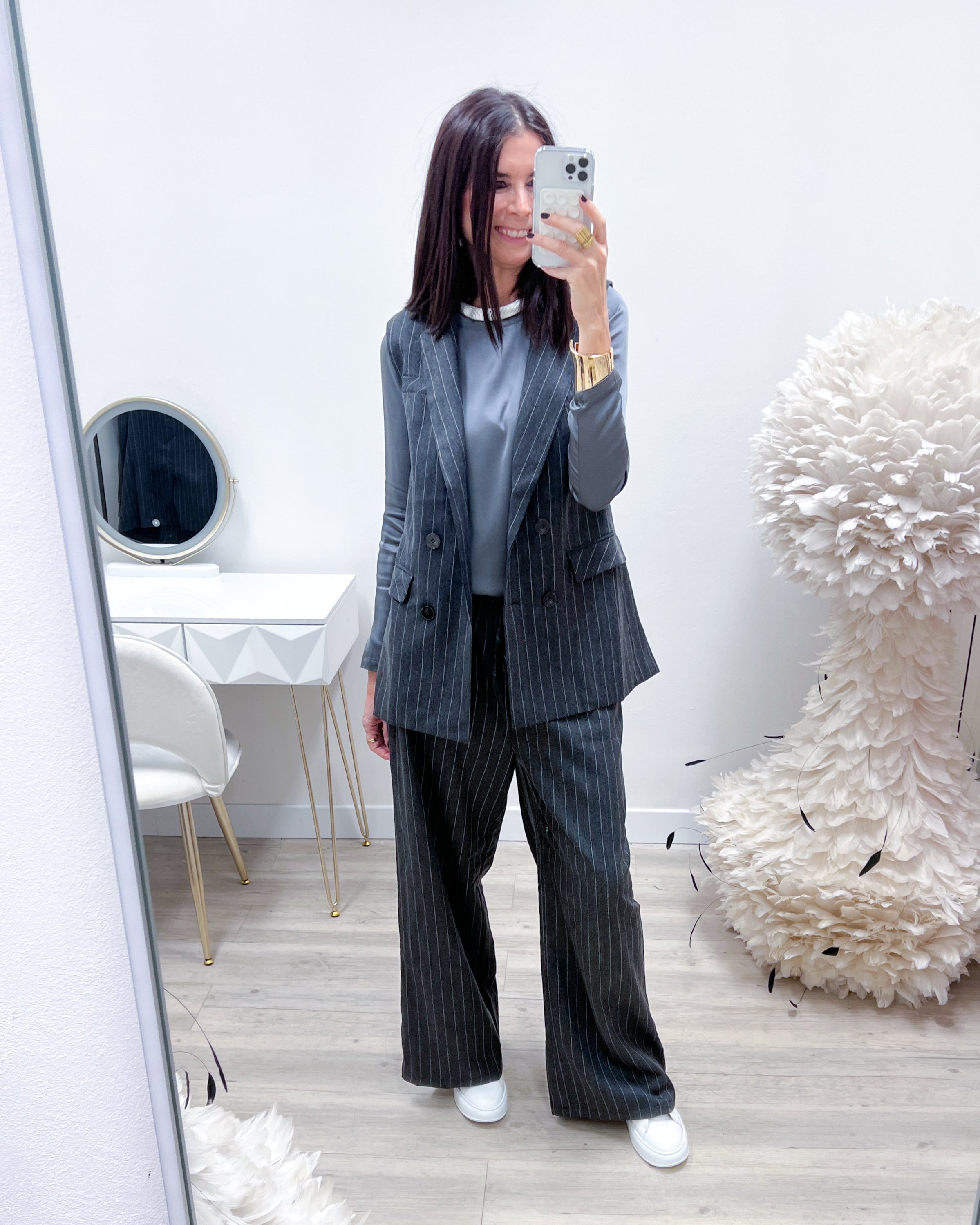 PANTALONI GESSATI CON COULISSE