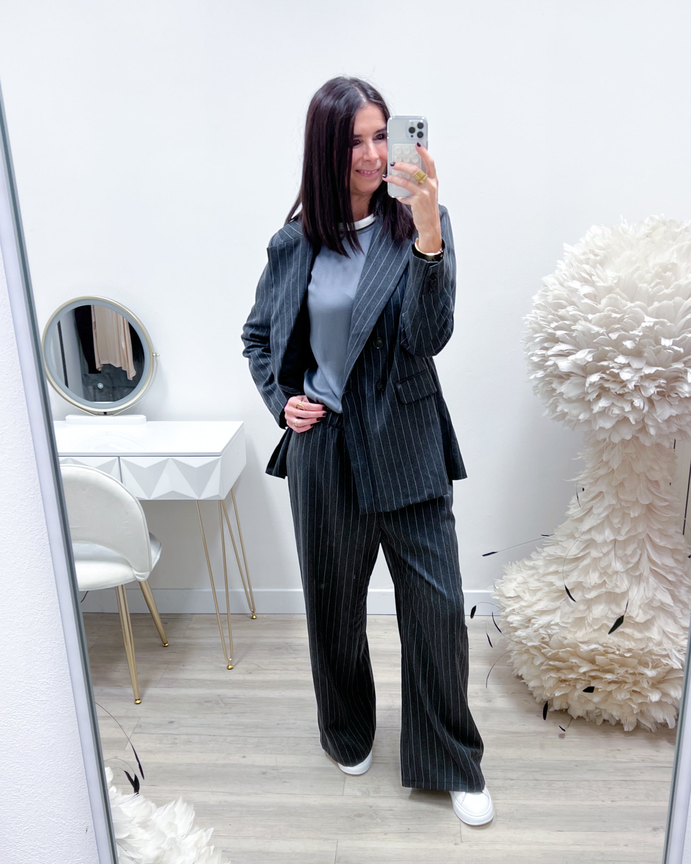 PANTALONI GESSATI CON COULISSE