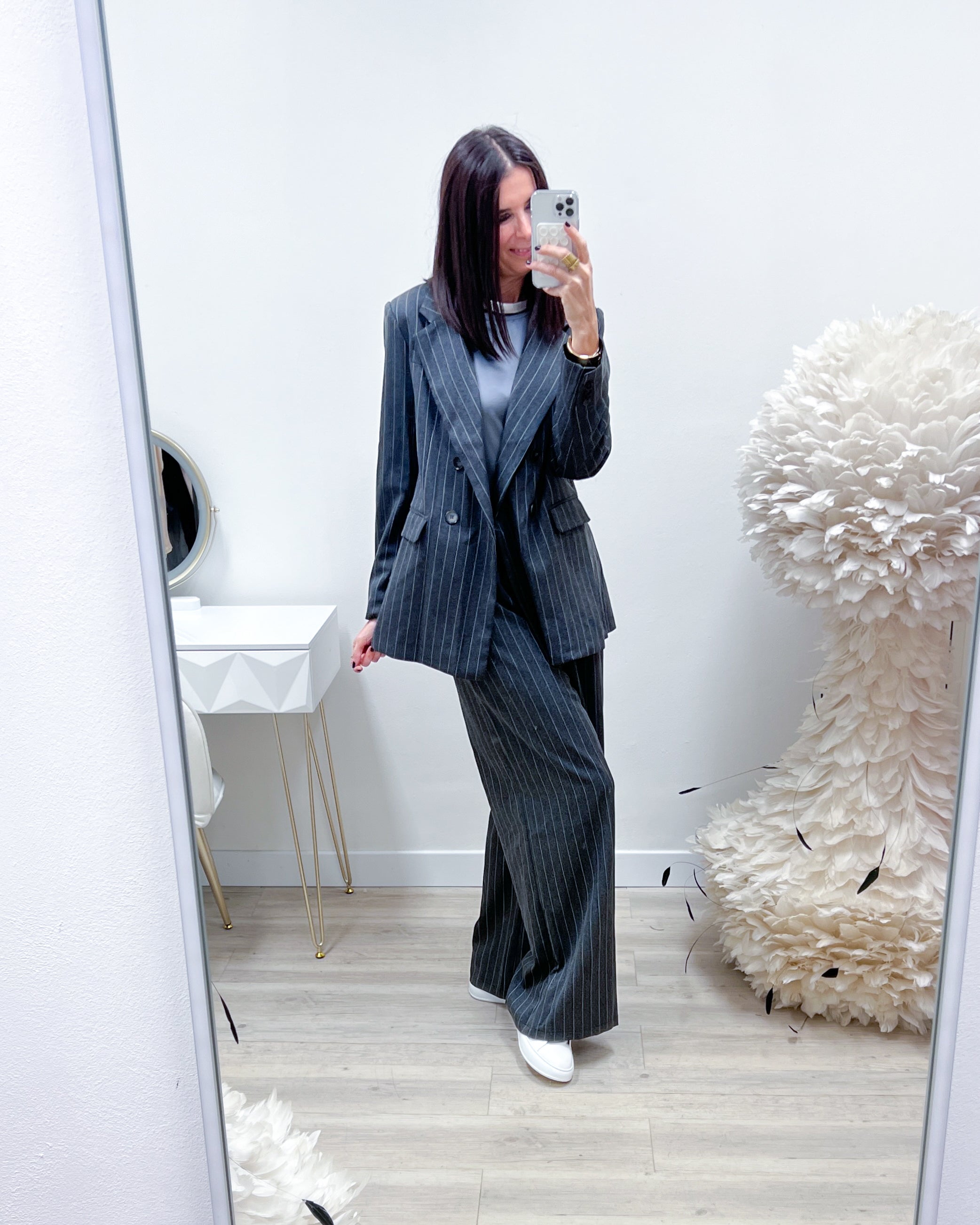 PANTALONI GESSATI CON COULISSE