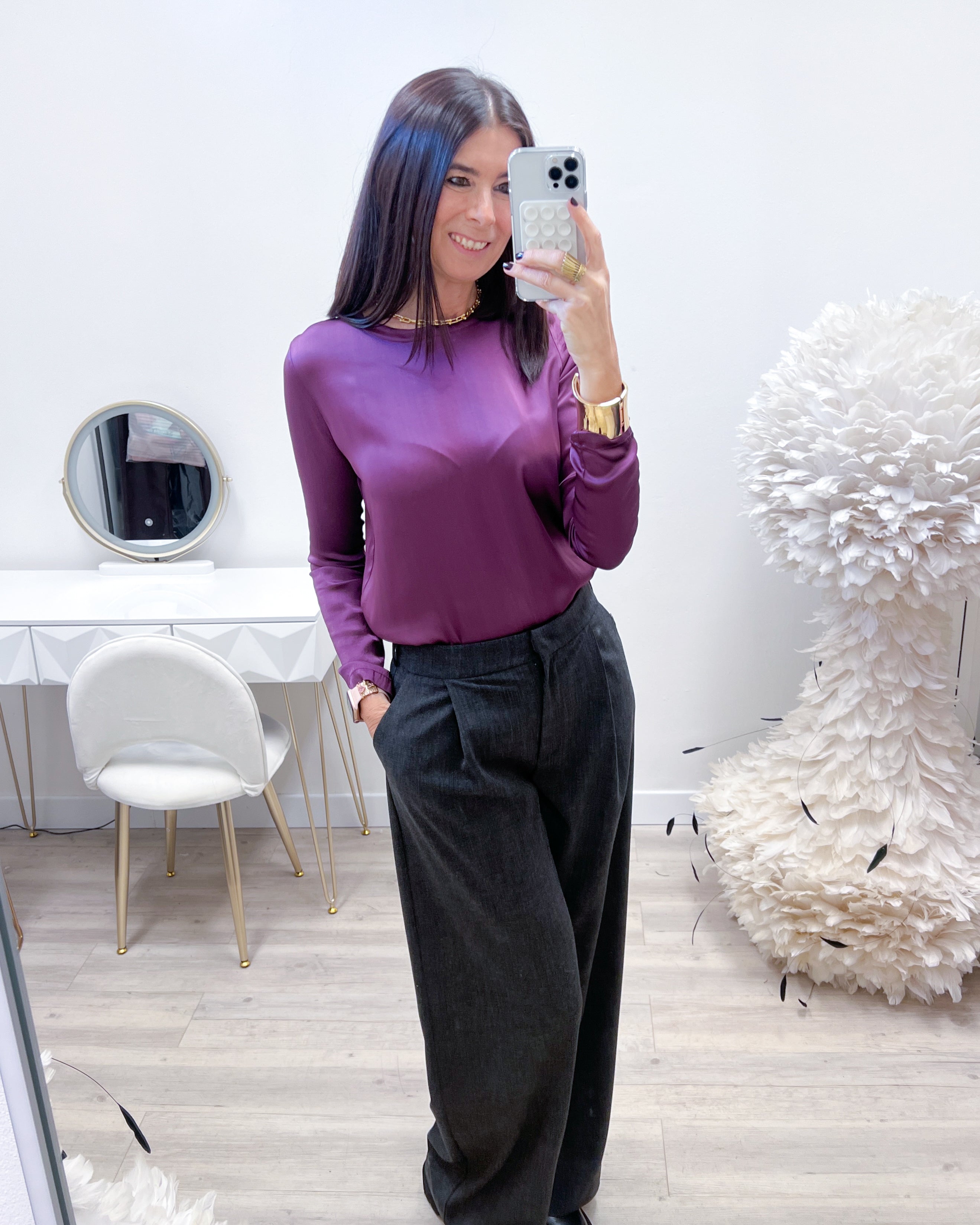 BLUSA SATIN VINO