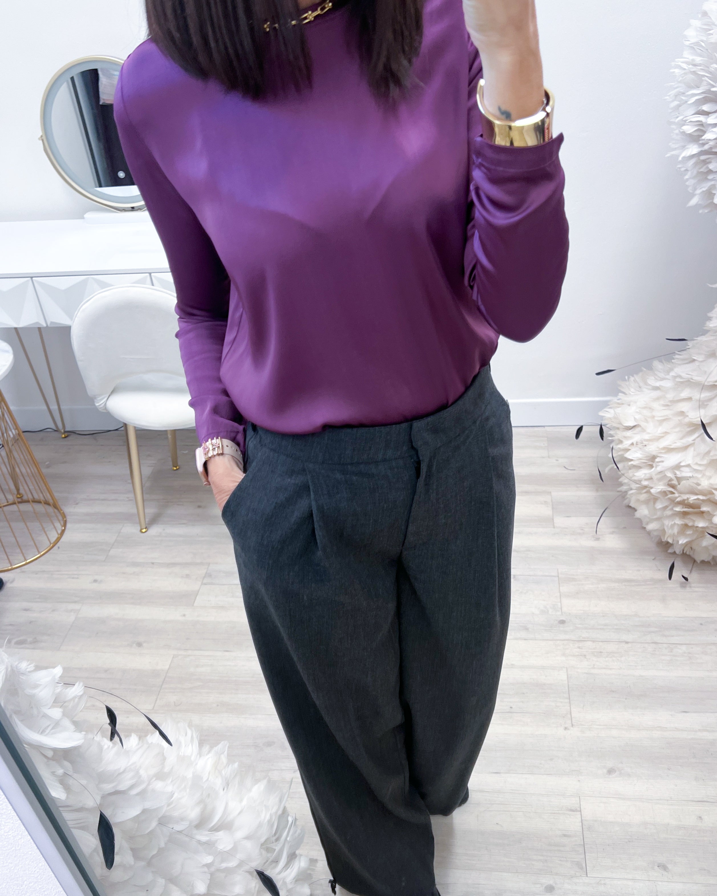 BLUSA SATIN VINO