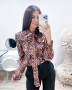 CAMICIA ANIMALIER CON FIOCCO