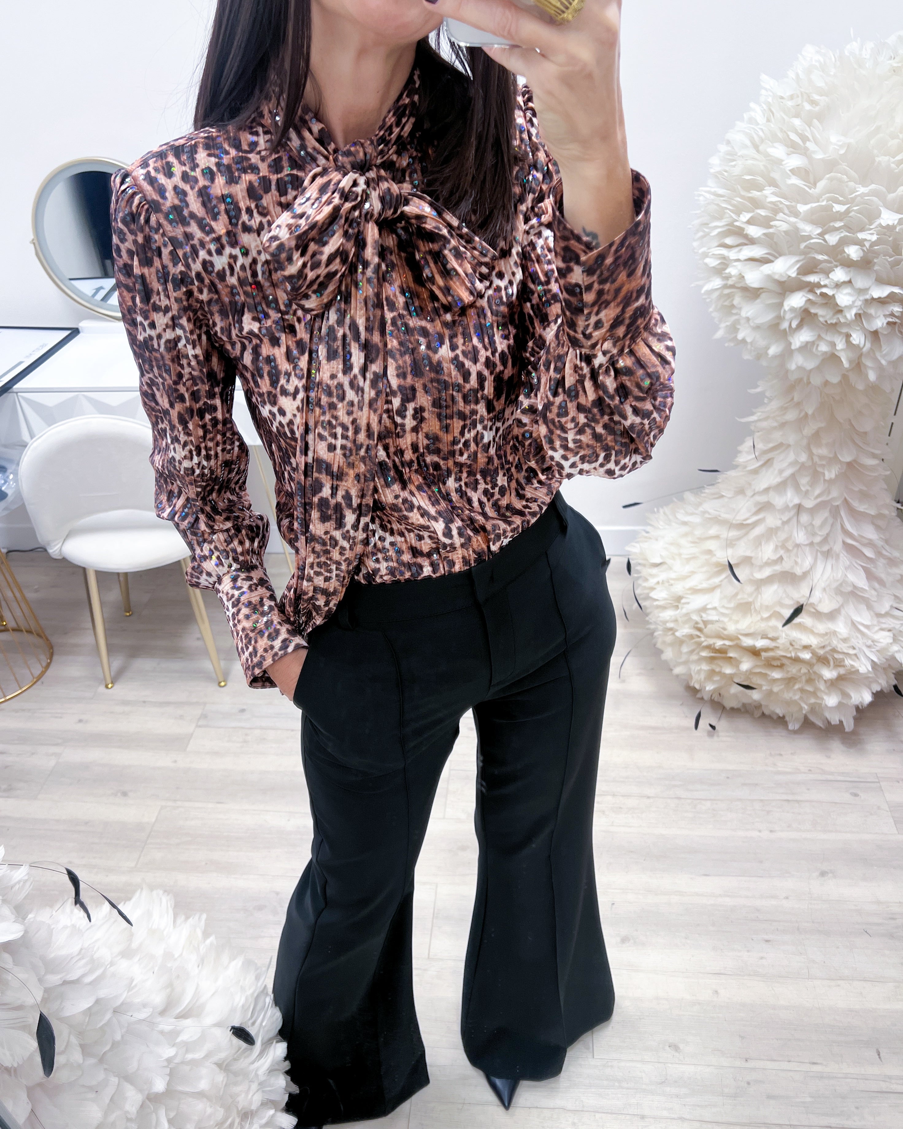CAMICIA ANIMALIER CON FIOCCO
