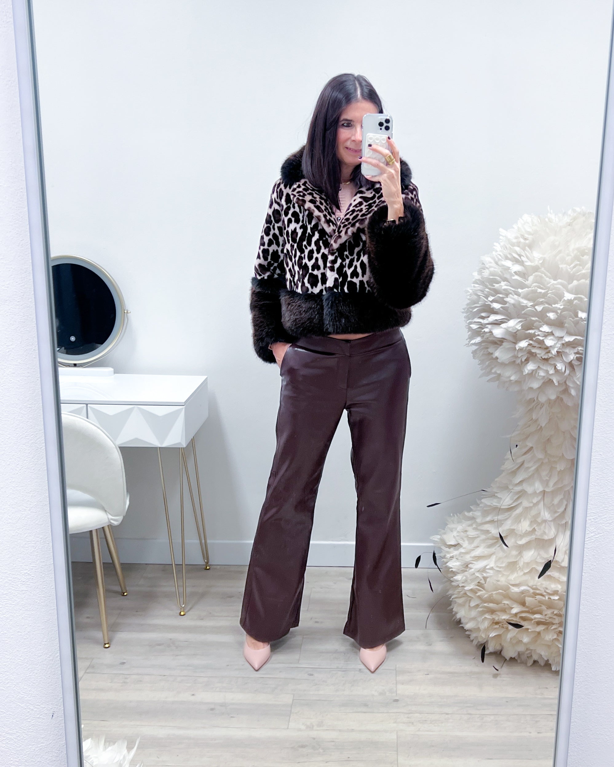 PANTALONI ECO PELLE MORO