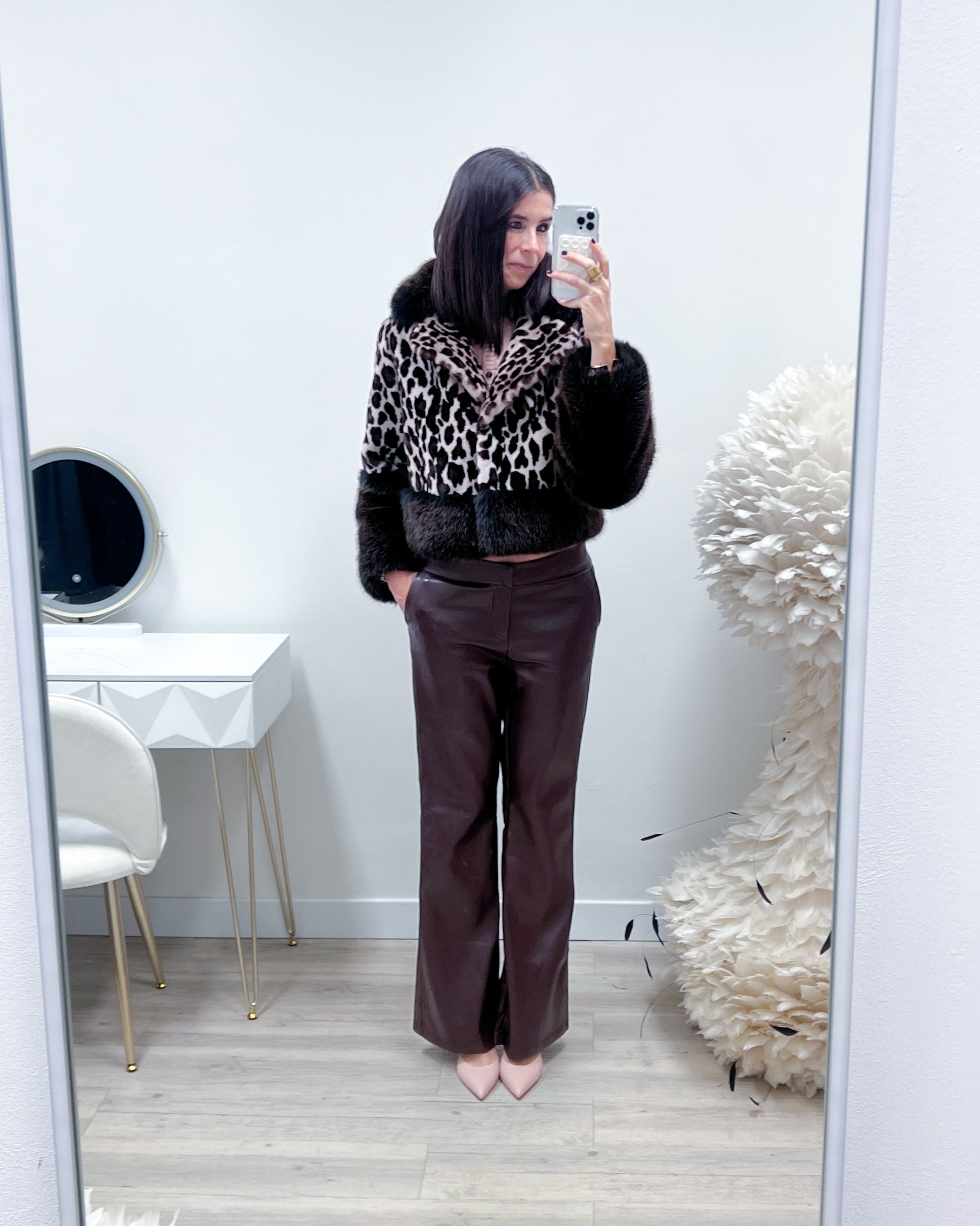 PANTALONI ECO PELLE MORO