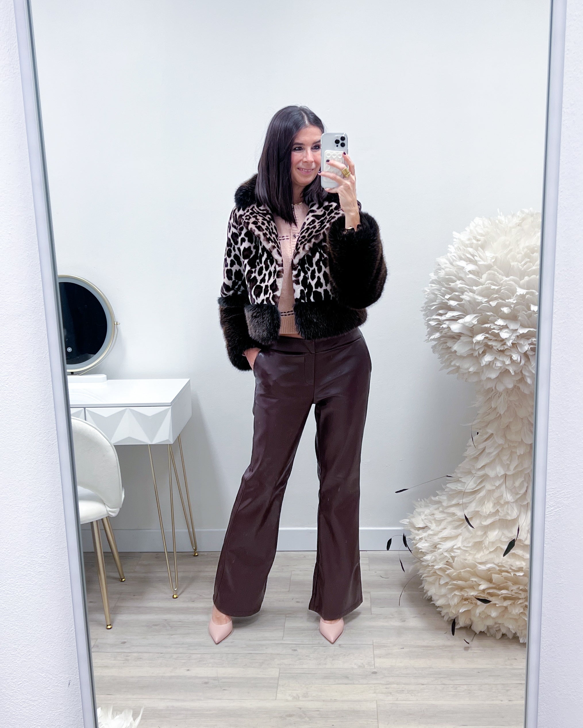 PANTALONI ECO PELLE MORO