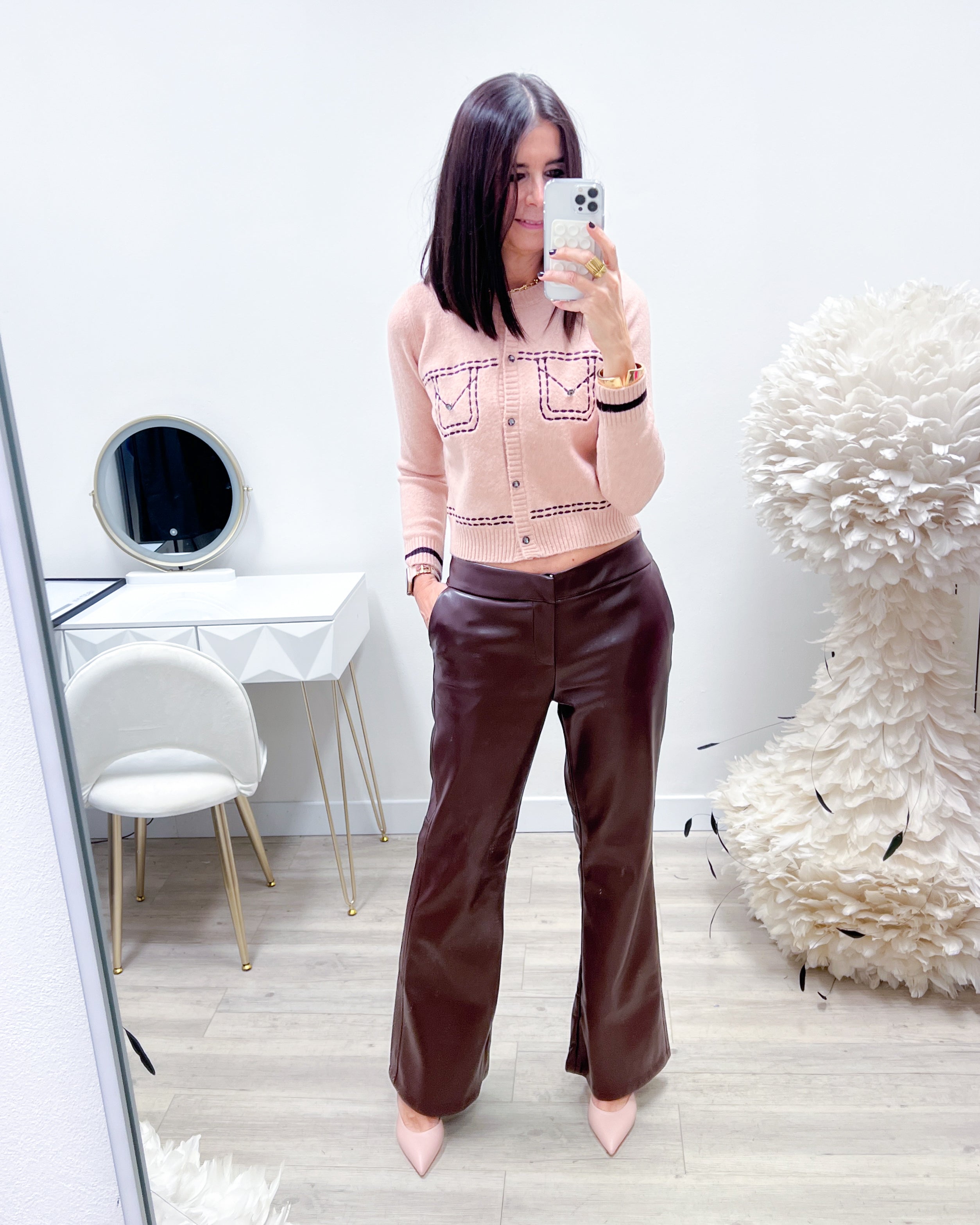 PANTALONI ECO PELLE MORO