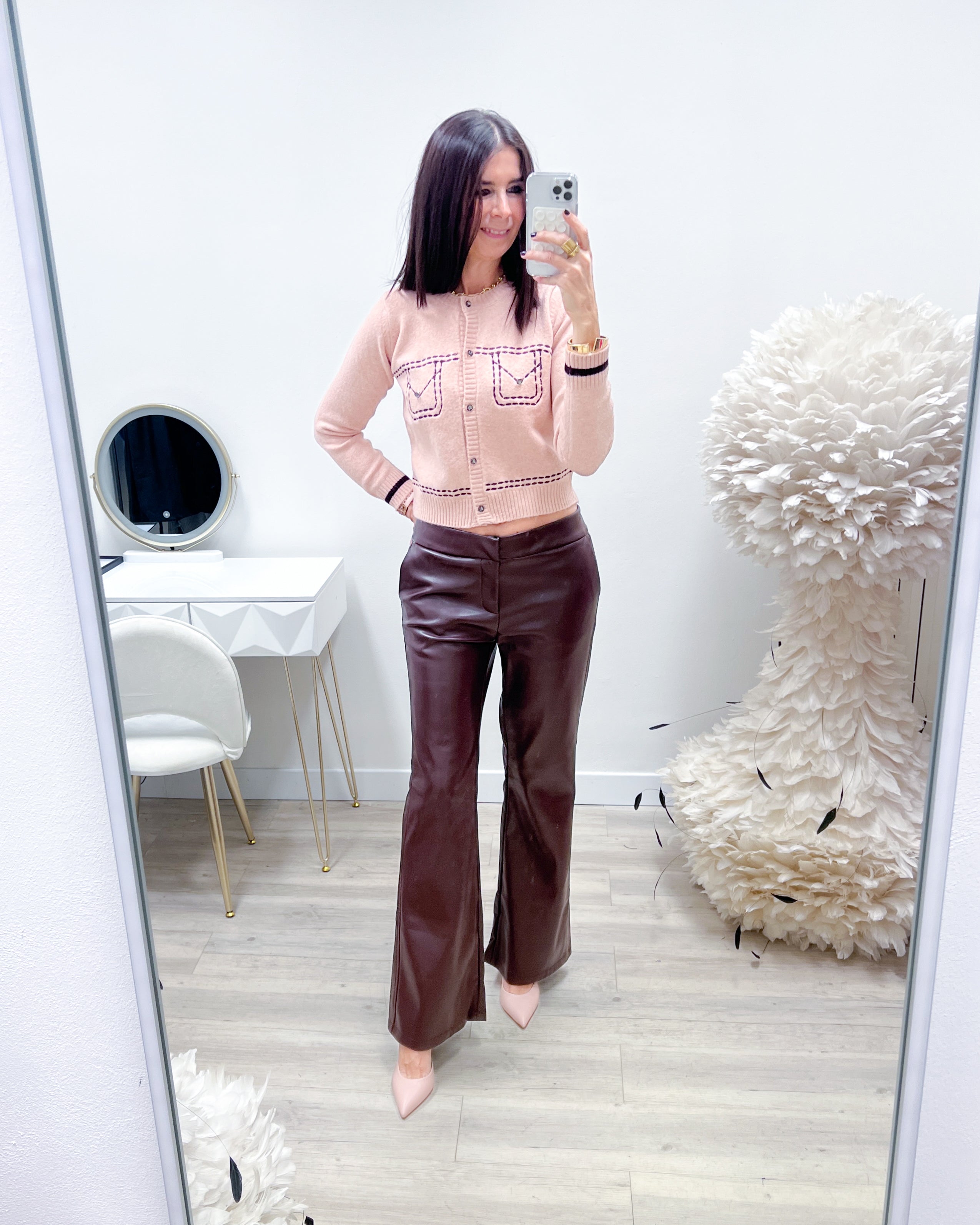 PANTALONI ECO PELLE MORO