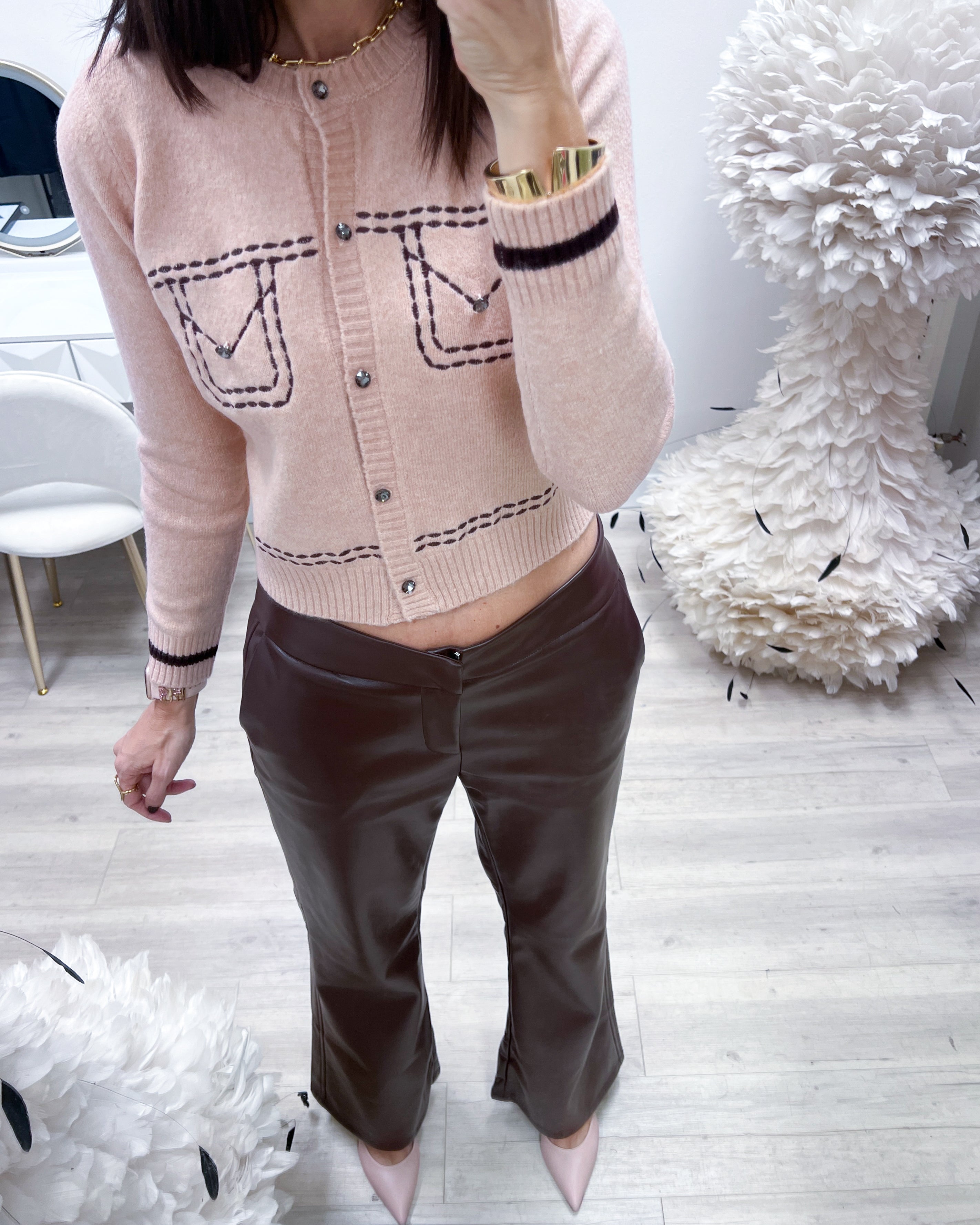 PANTALONI ECO PELLE MORO