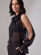 BLUSA NERA SEMITRASPARENTE