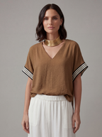 BLUSA FLUIDA V NECK SAFARI CHIC