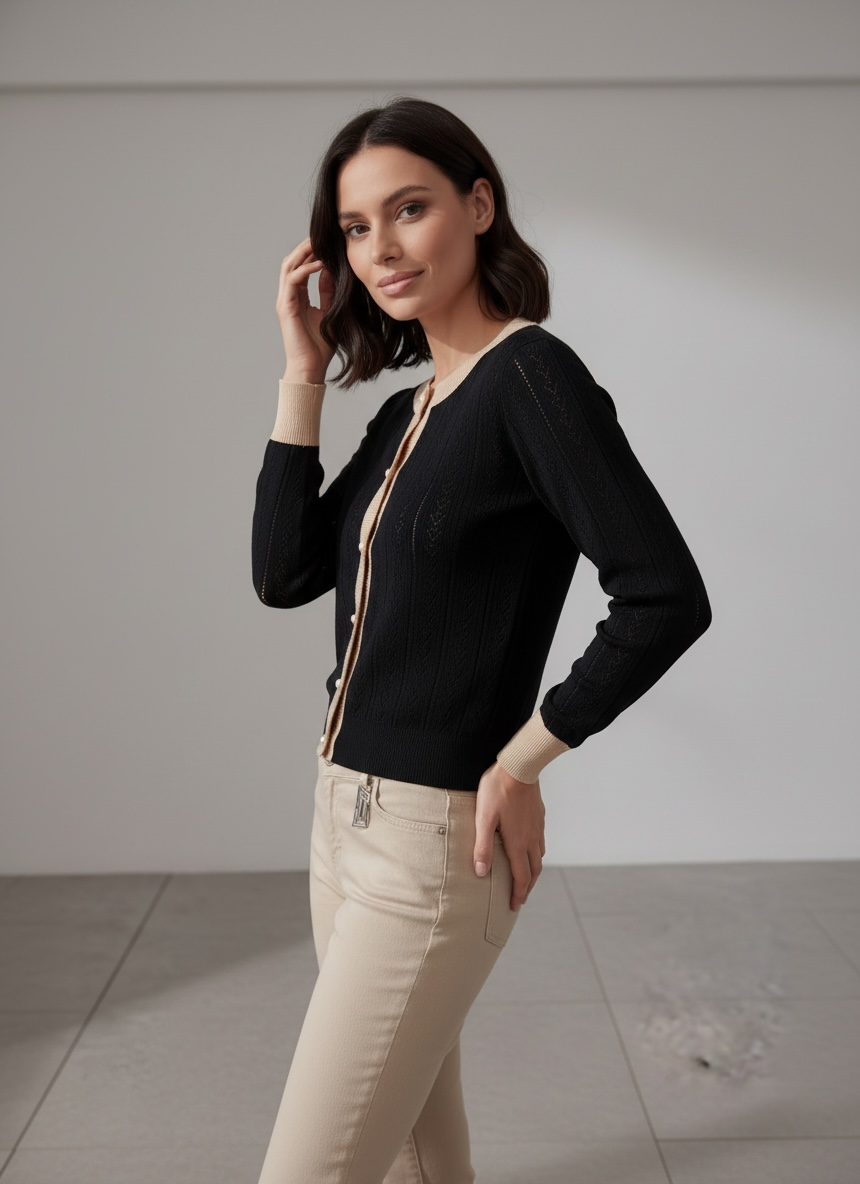 CARDIGAN KNIT BICOLOR